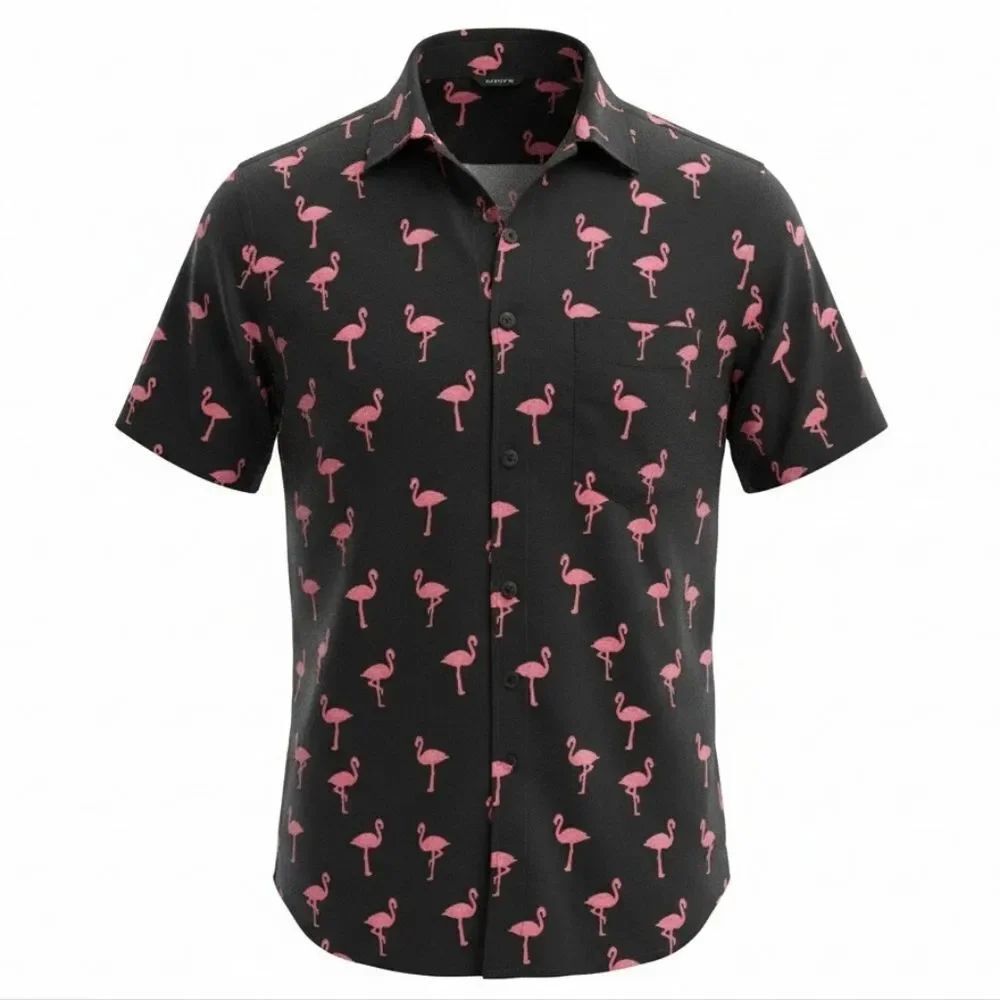 Great Condition. Forever 21 Black Shirt with Pink Flamingo Pattern